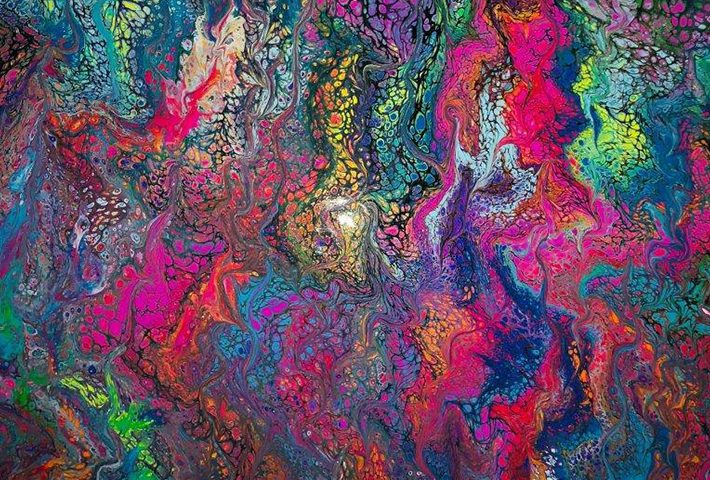 pouring paint artwork