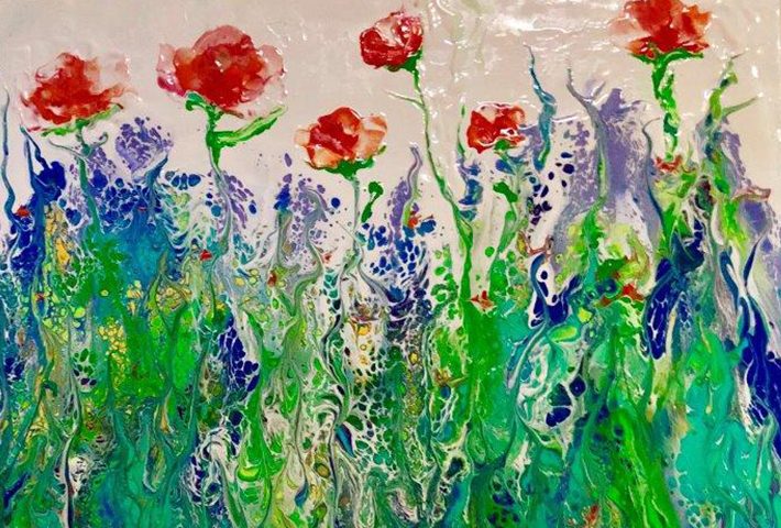 abstract flower field painting