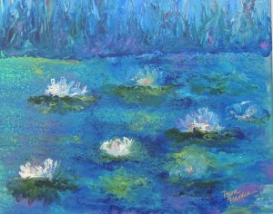 lilies on the water of canvas