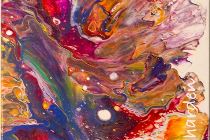 rainbow pouring paint Pam Harden