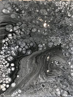 black and white fluid painting