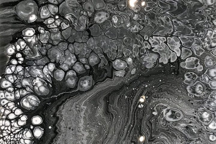 black and white fluid painting